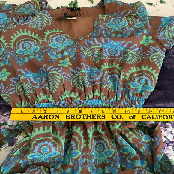NWT Current Air Brown, Blue, & Green Floral Print Long Sleeve Mini Dress Small - Picture 16 of 16